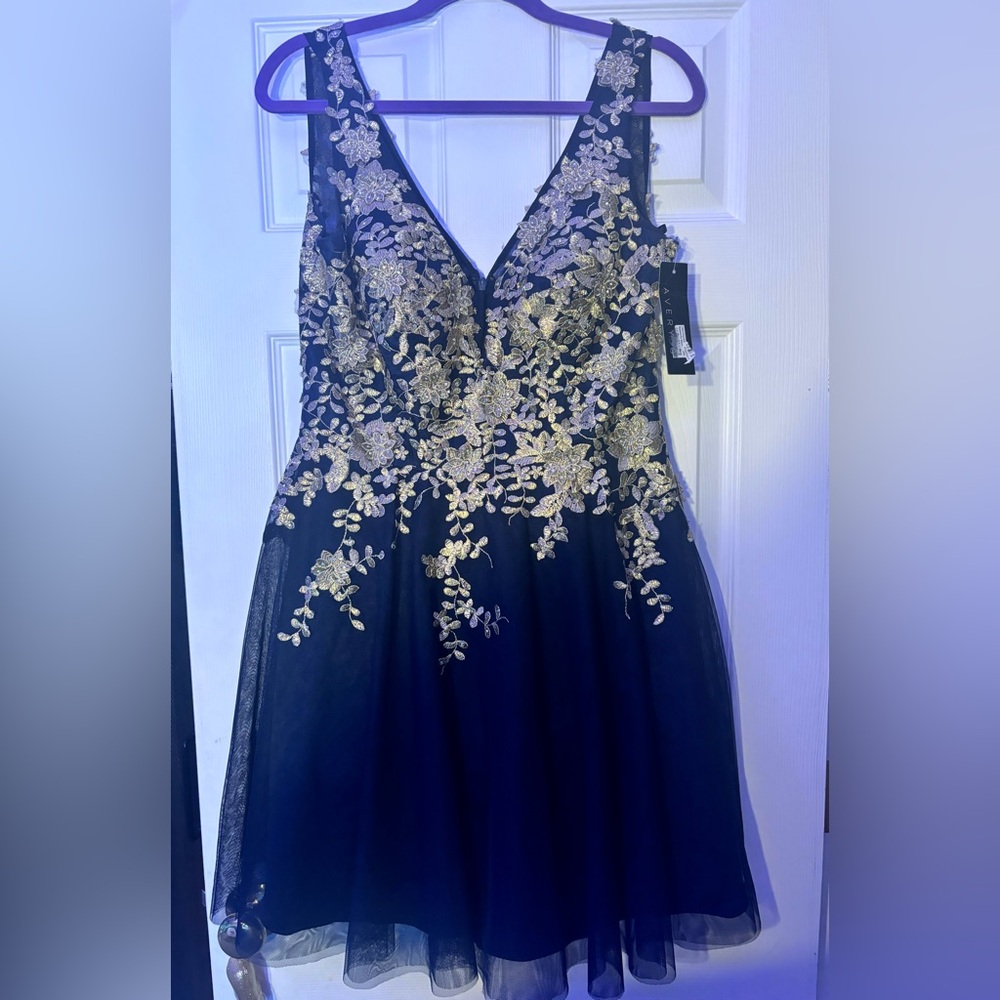 Elegant Black and Gold Floral Mini Dress